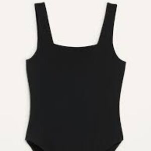 Old Navy Square Neck Tank Bodysuit SZ XS Black